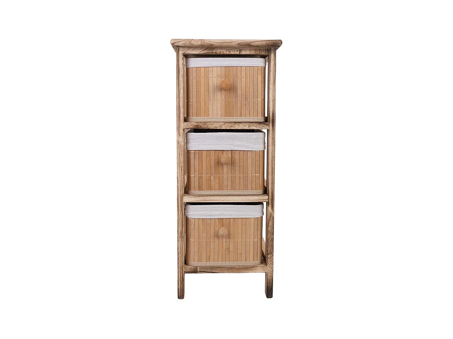 Cómoda de madeira com 3 gavetas forradas a bambu 26x32x63