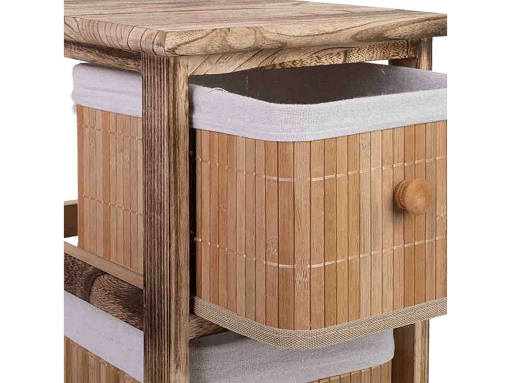 Cómoda de madeira com 3 gavetas forradas a bambu 26x32x63