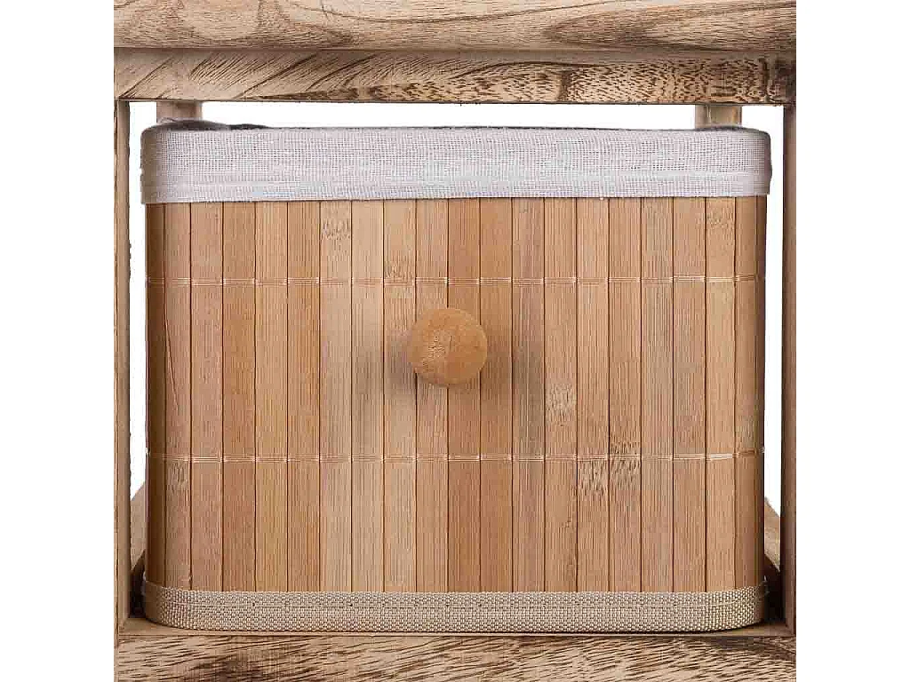 Cómoda de madeira com 3 gavetas forradas a bambu 26x32x63