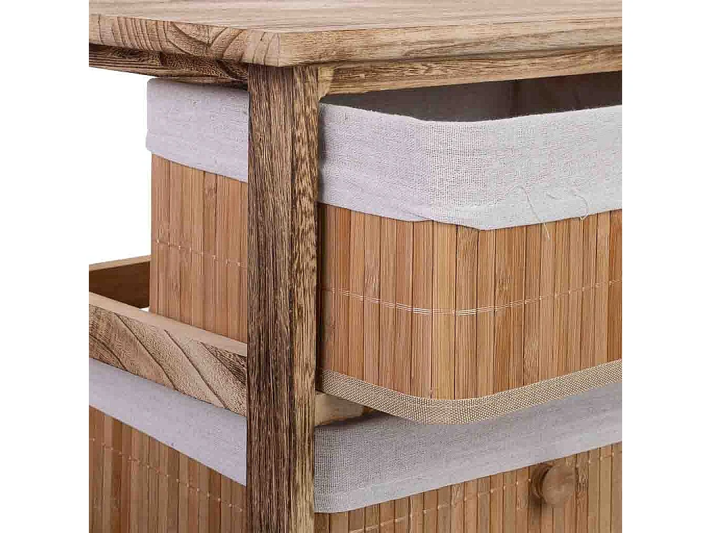 Cómoda de madeira com 3 gavetas forradas a bambu 40x29x58