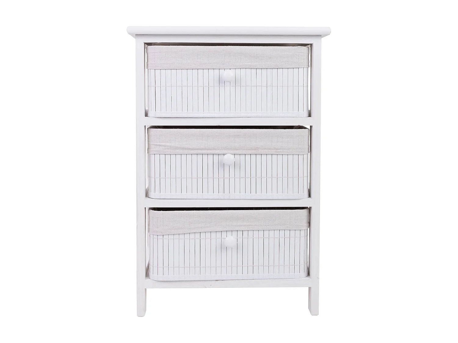 Commode en bois avec 3 tiroirs en bambou doublés 40x29x58