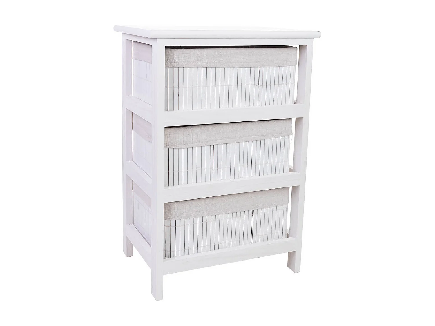 Commode en bois avec 3 tiroirs en bambou doublés 40x29x58