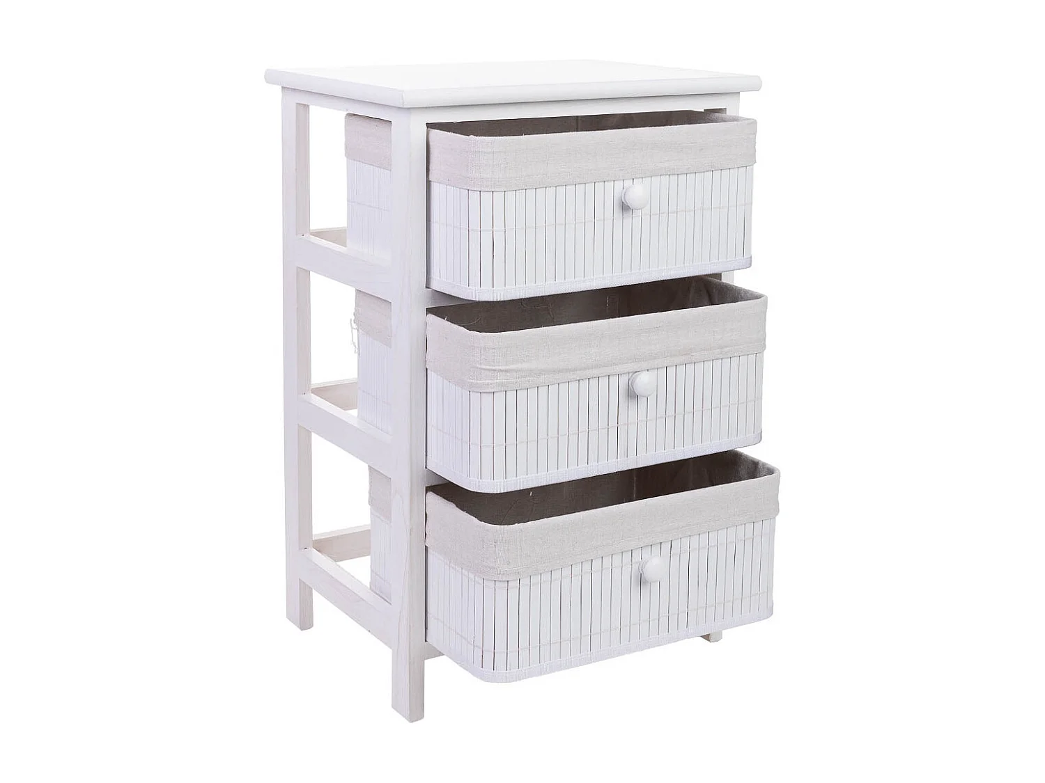 Commode en bois avec 3 tiroirs en bambou doublés 40x29x58