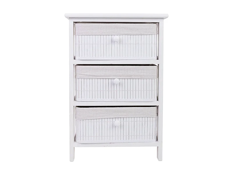 Cómoda de madeira com 3 gavetas forradas a bambu 40x29x58