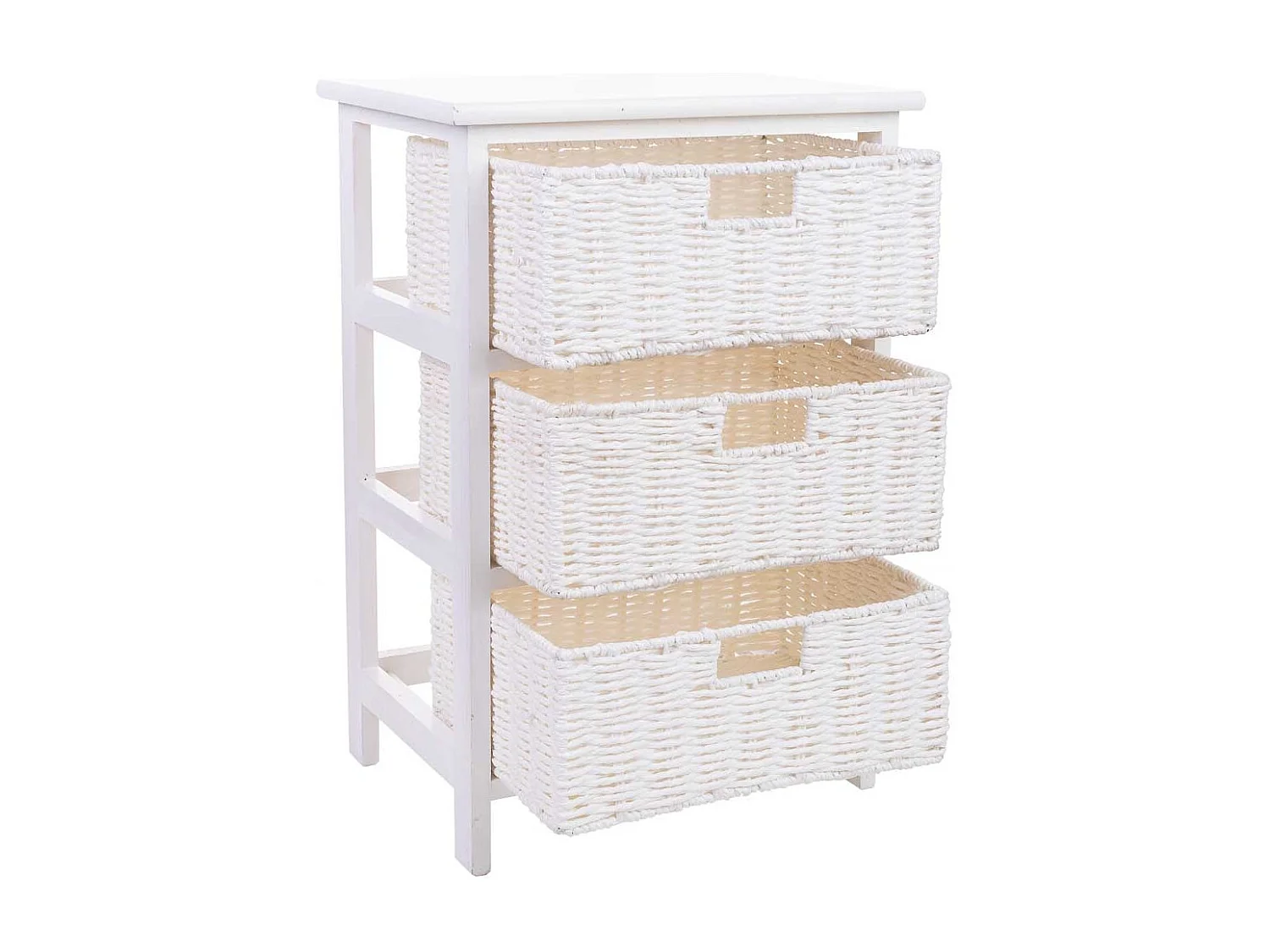 Cómoda de madeira com 3 gavetas em fibra sintética 40x29x58