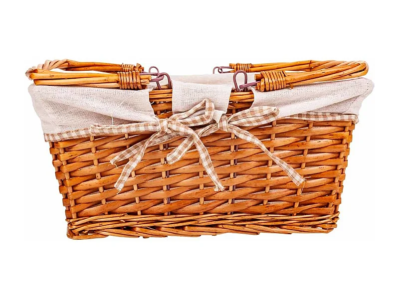 Gefütterter Weidenkorb mit braunem Klappgriff 38x30x17/30h cm