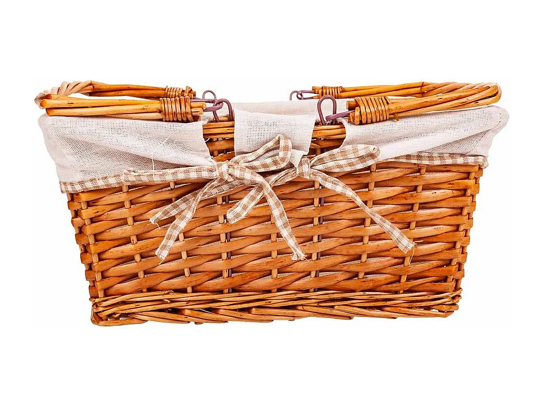 Cesto em vime forrado com asa dobrável castanha 38x30x17/30