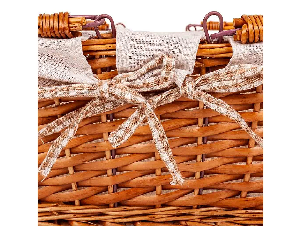 Cesto em vime forrado com asa dobrável castanha 38x30x17/30