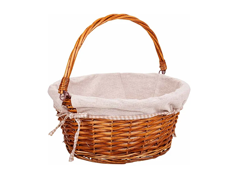 Gefütterter Weidenkorb mit braunem Klappgriff, T37x17/30h cm