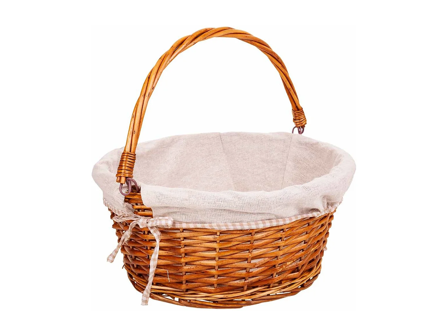 Cesto de vime forrado com alça dobrável marrom d37x17/30