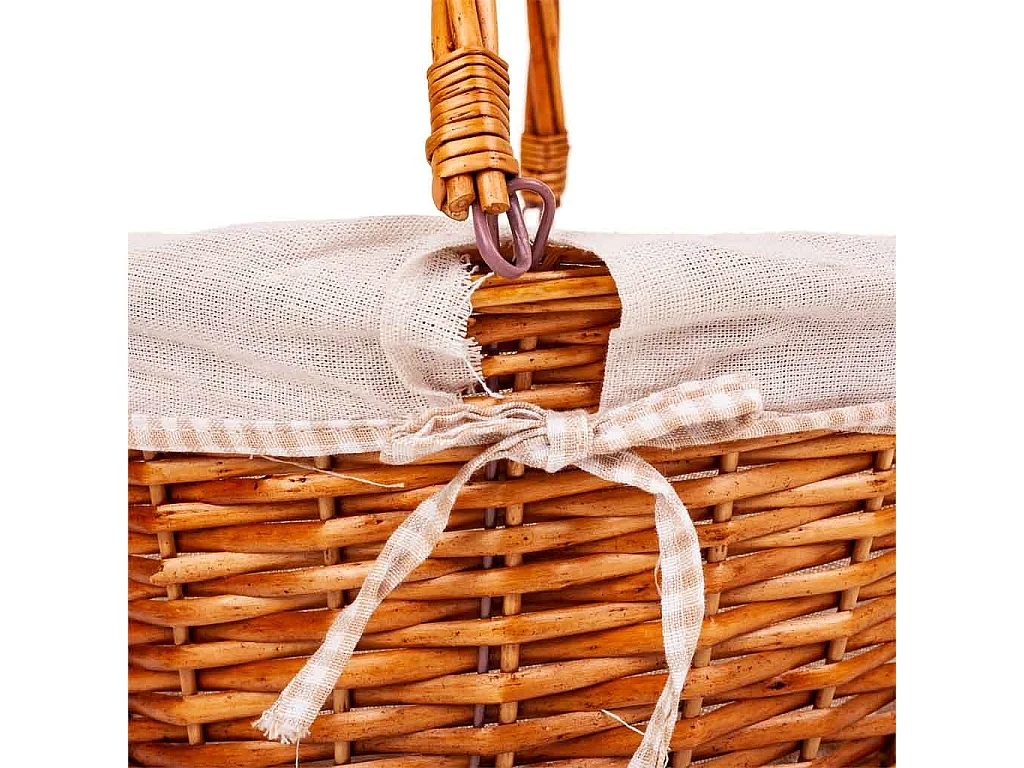 Cesto in vimini foderato con manico pieghevole marrone d37x17/30h