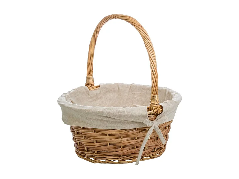 Set di 3 cestini in vimini marrone foderati