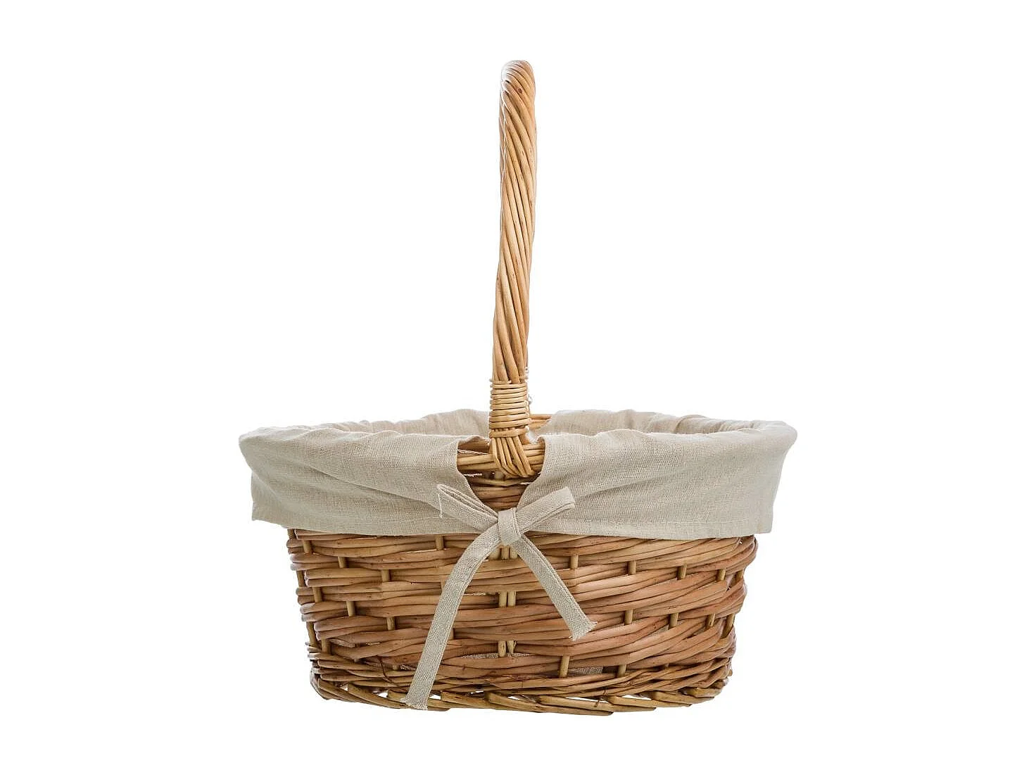 Set di 3 cestini in vimini marrone foderati