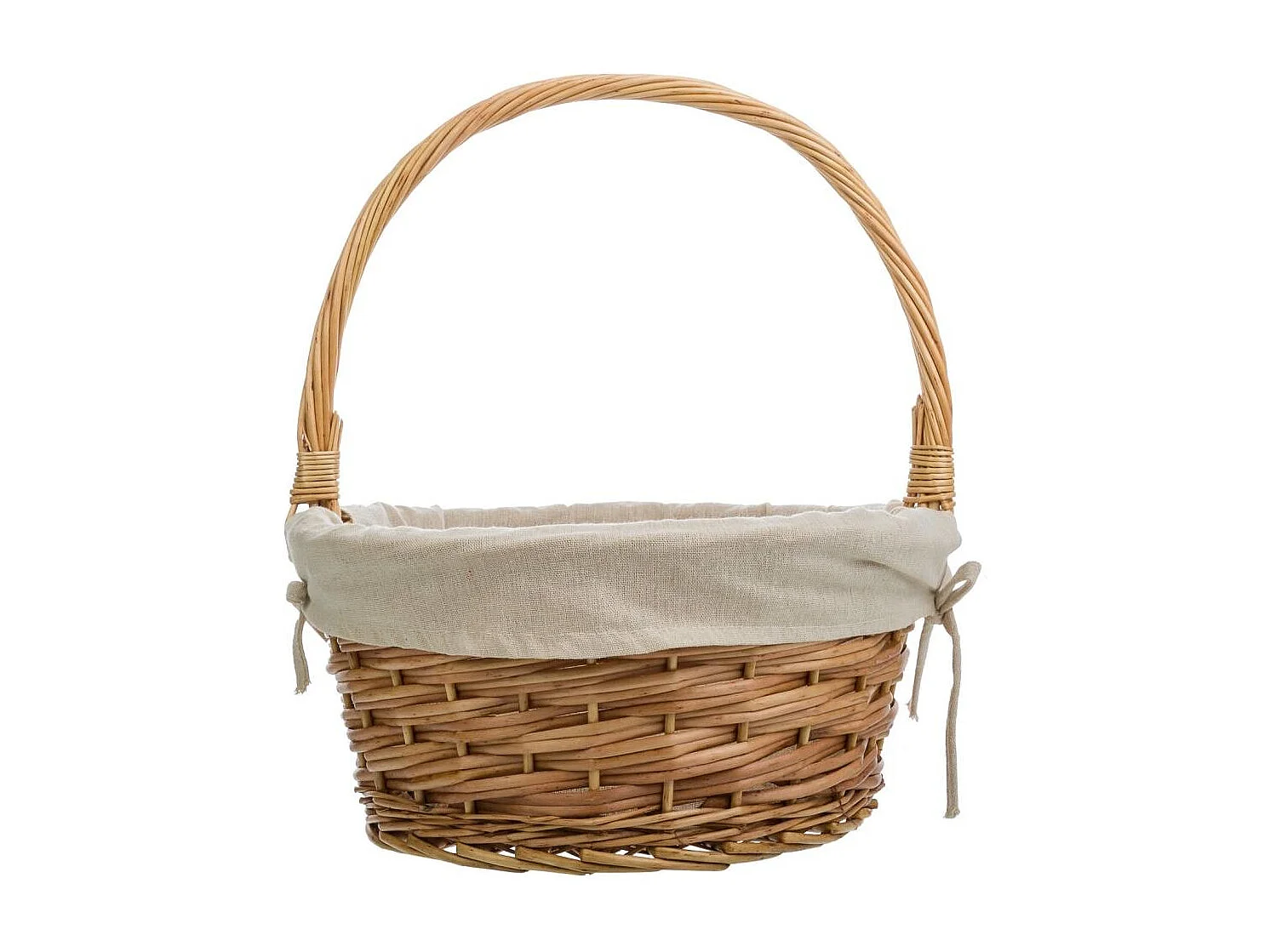 Set di 3 cestini in vimini marrone foderati