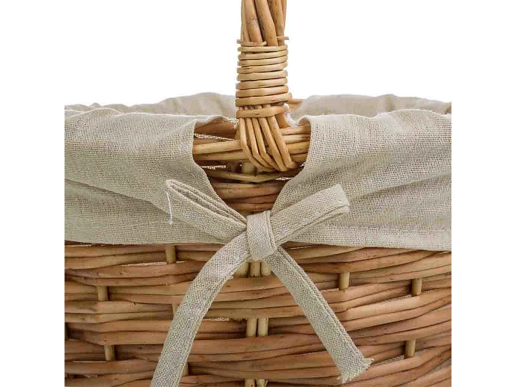 Set di 3 cestini in vimini marrone foderati