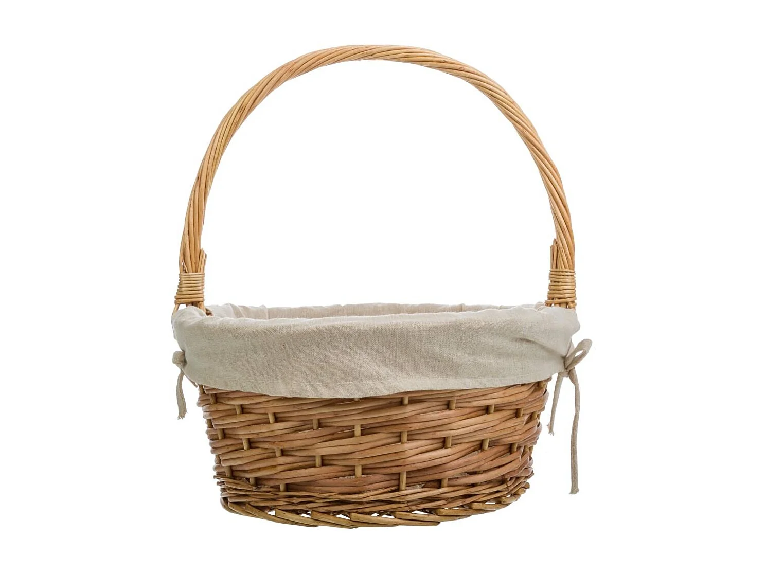 Conjunto de 3 cestos de vime castanhos forrados