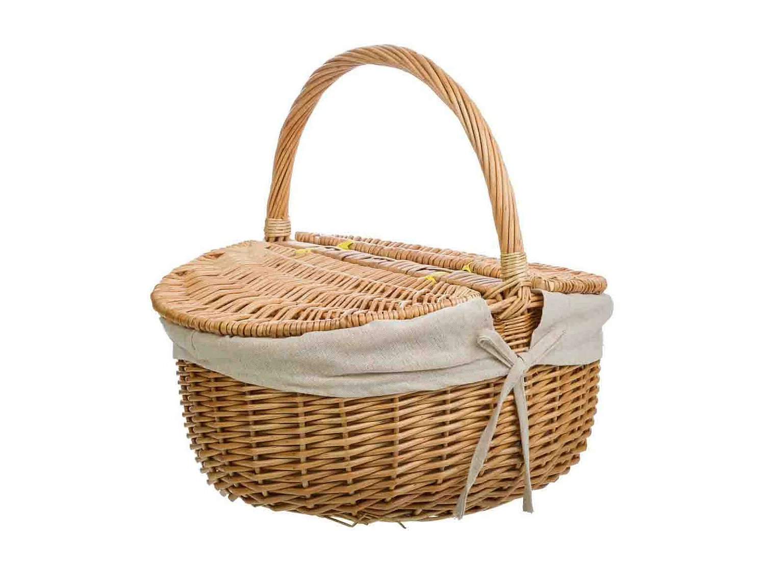 Cesto em vime castanho forrado 41x32x19/15/37