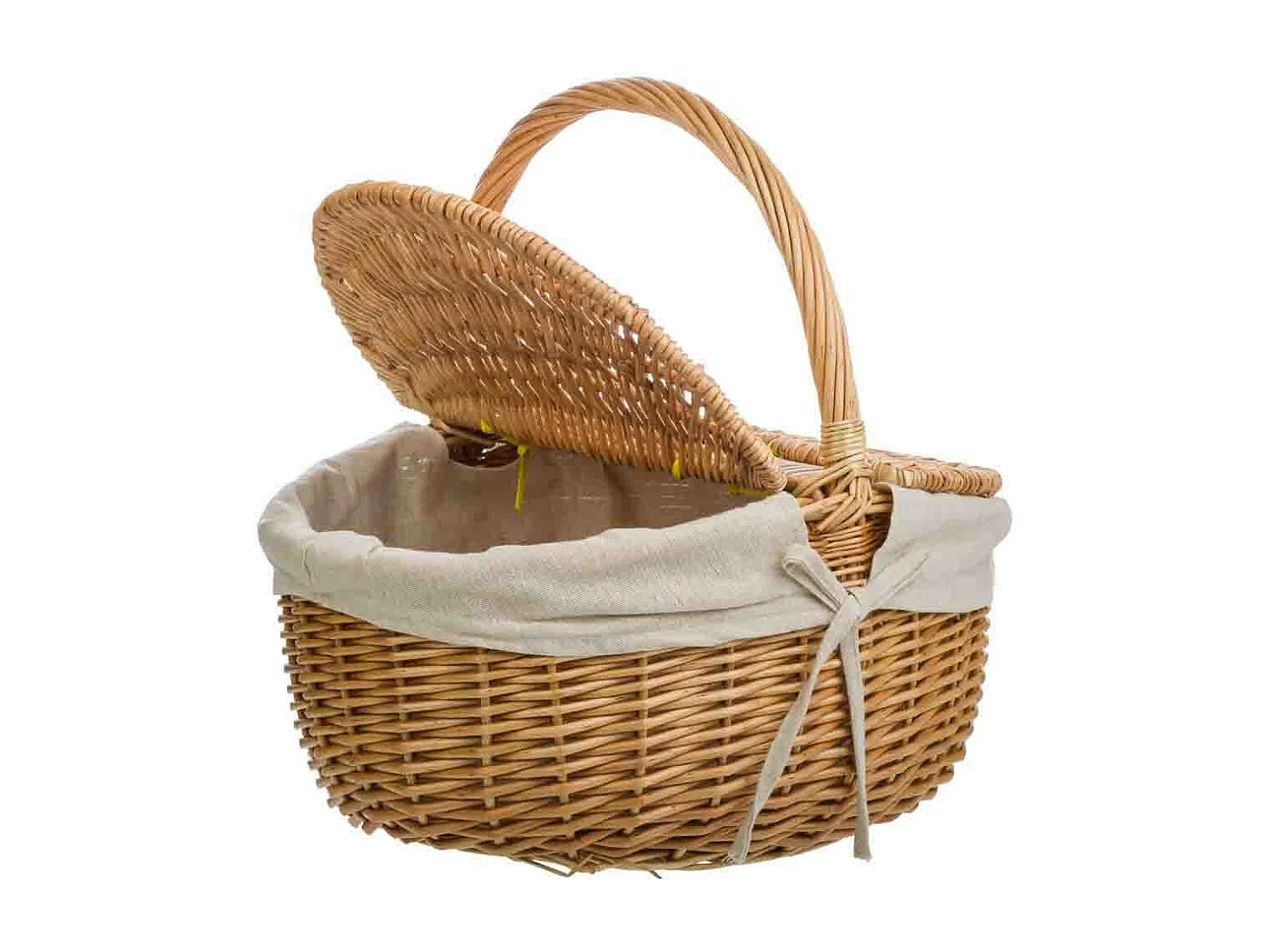 Cesto em vime castanho forrado 41x32x19/15/37