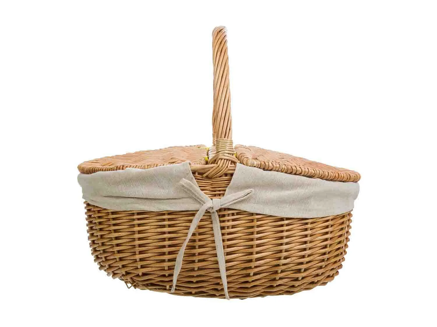 Cesto em vime castanho forrado 41x32x19/15/37