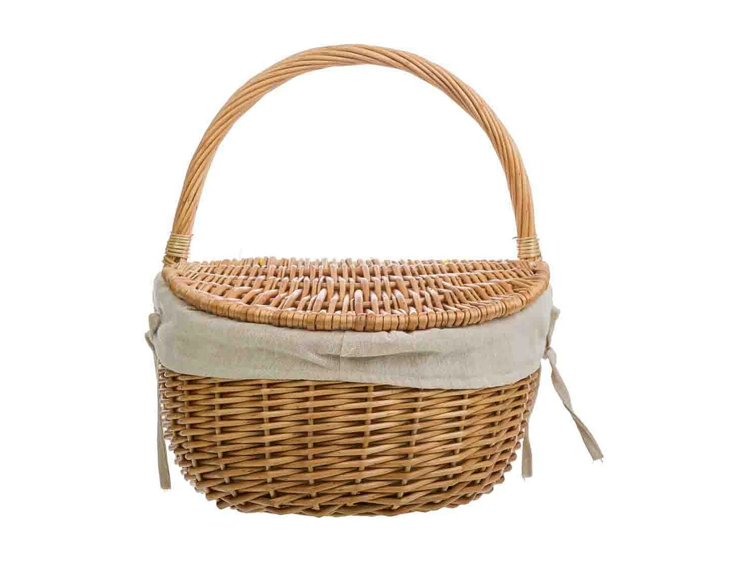 Cesto em vime castanho forrado 41x32x19/15/37