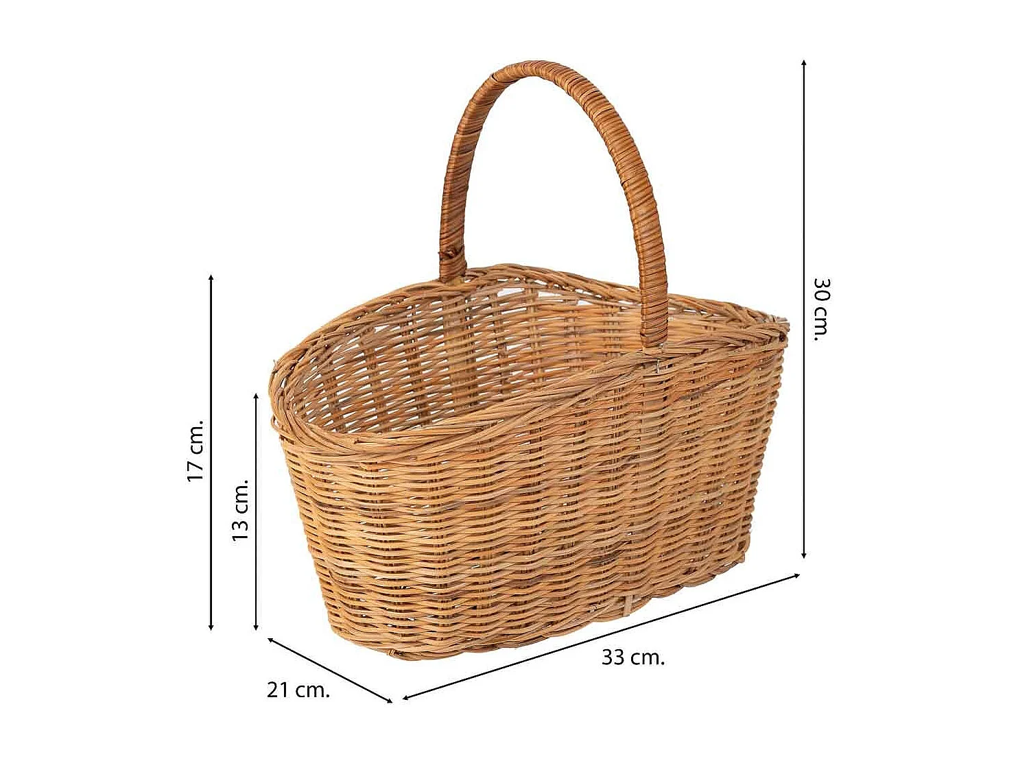 Panier ovale en osier marron 32x21x16-30h