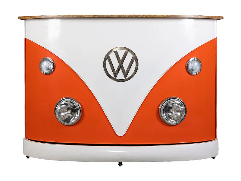 Barra portabottiglie in legno arancio e metallo 150x55x105h