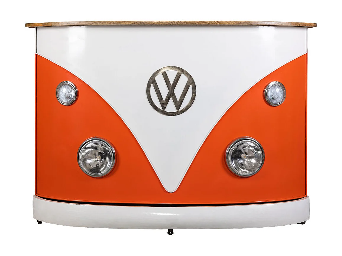 Barra portabottiglie in legno arancio e metallo 150x55x105h