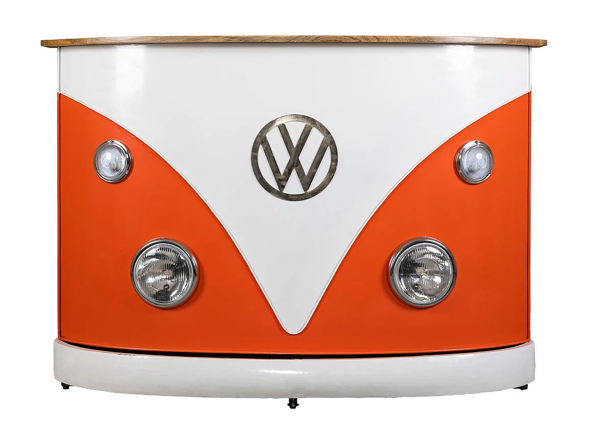 Barra portabottiglie in legno arancio e metallo 150x55x105h