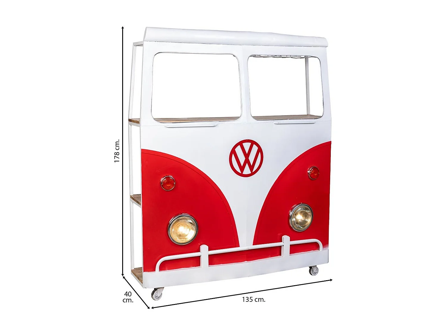 Camionnette casier à bouteilles en métal rouge 135x40x178h