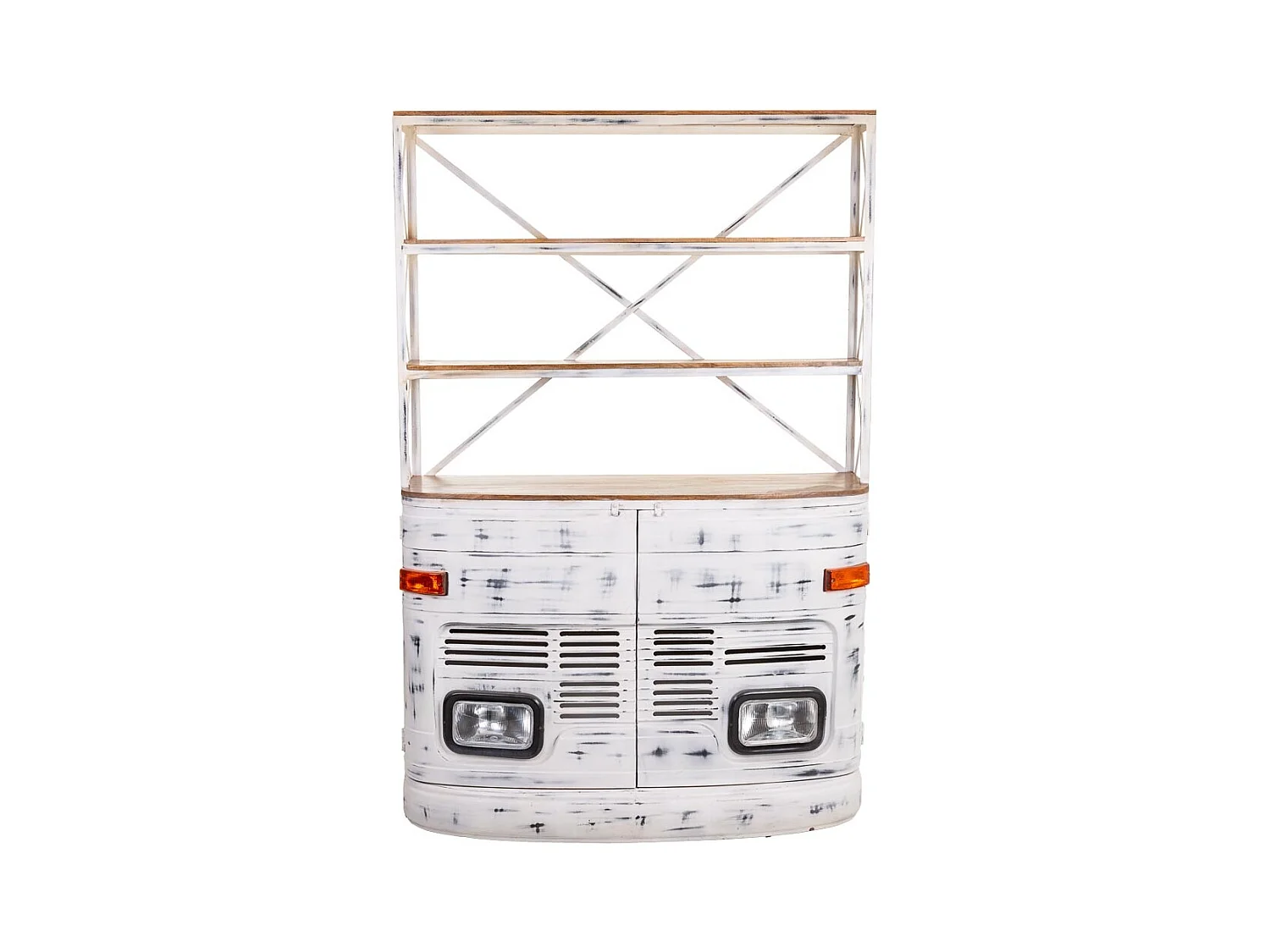 Étagère de voiture laquée blanche en bois 160x66x236h