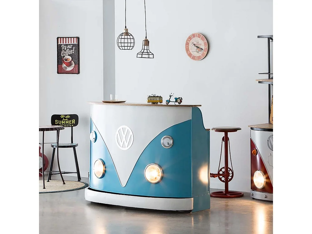 Weinregal aus Holz und Metall, 150 x 55 x 105 cm, blau