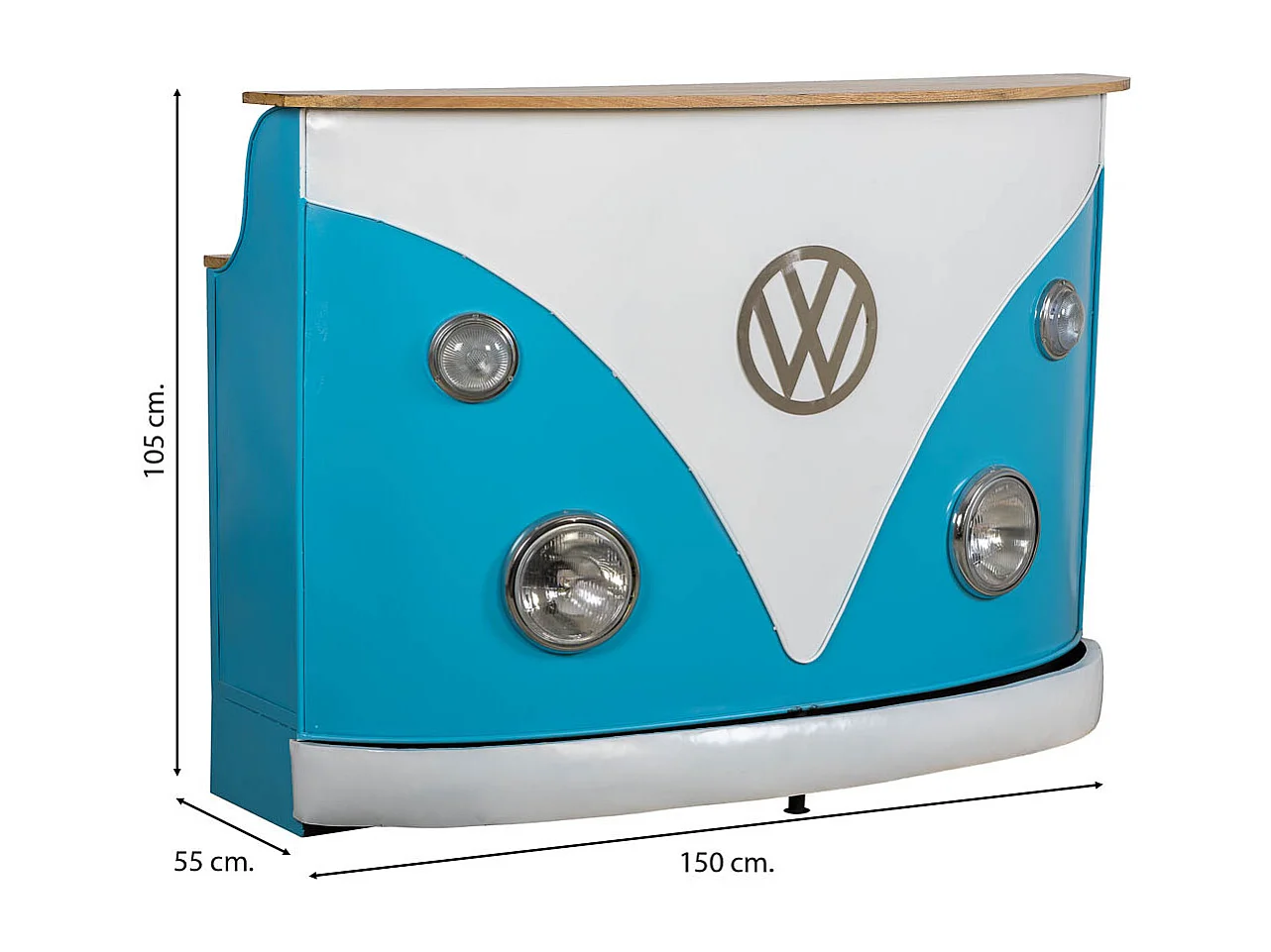 Weinregal aus Holz und Metall, 150 x 55 x 105 cm, blau