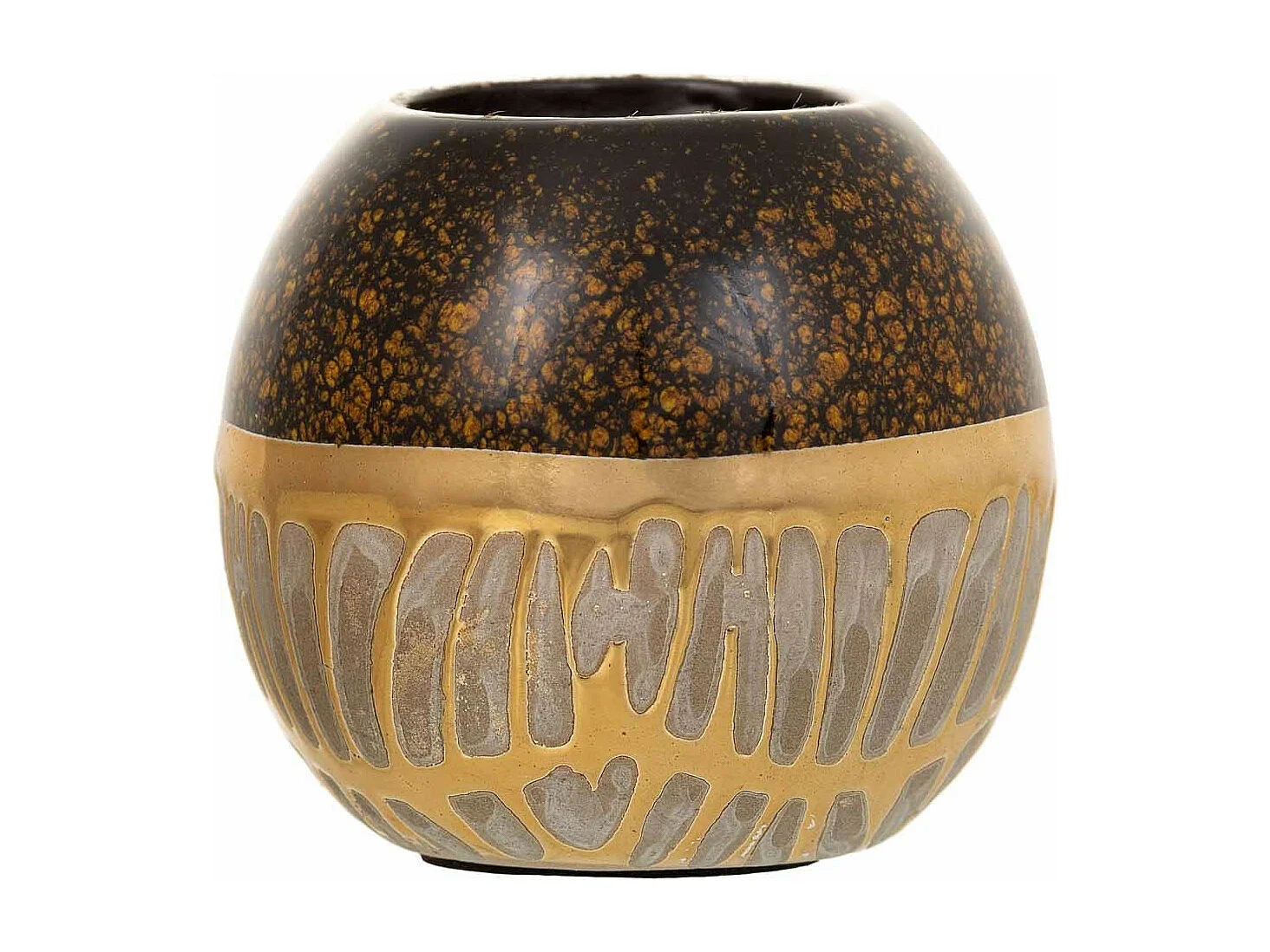 Castiçal de cerâmica dourado 10,5x10,5x10