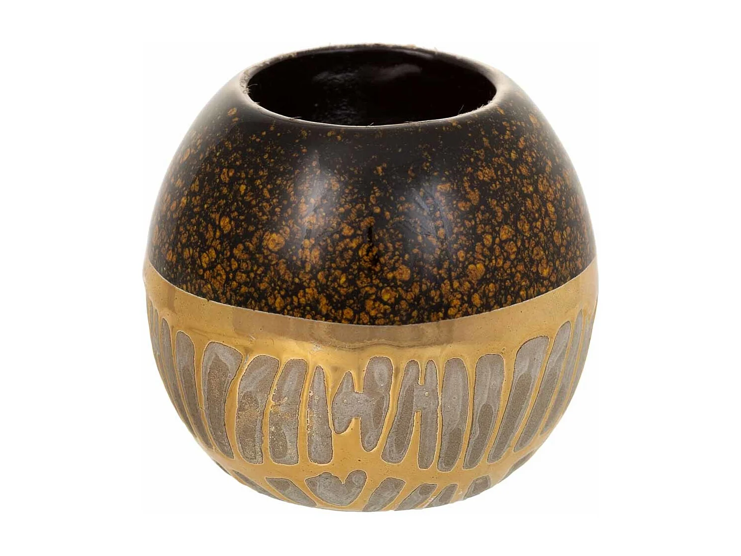 Castiçal de cerâmica dourado 10,5x10,5x10