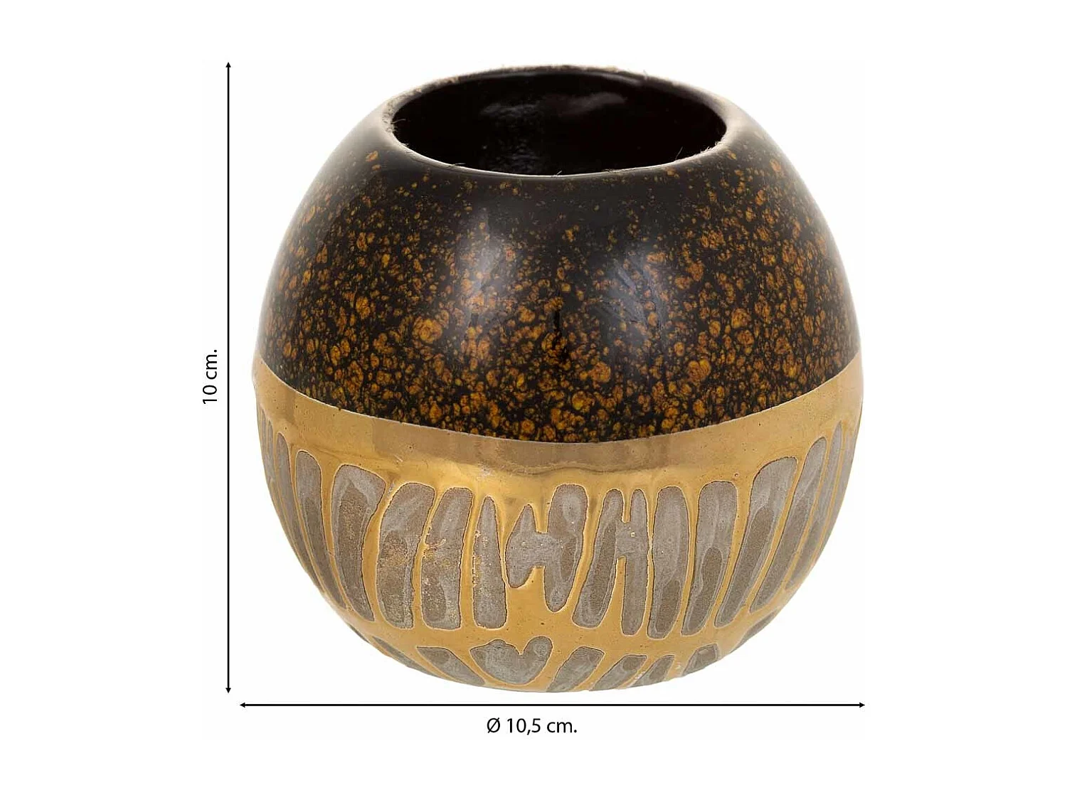 Castiçal de cerâmica dourado 10,5x10,5x10