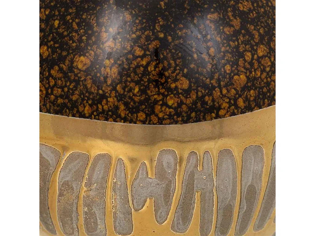 Castiçal de cerâmica dourado 10,5x10,5x10