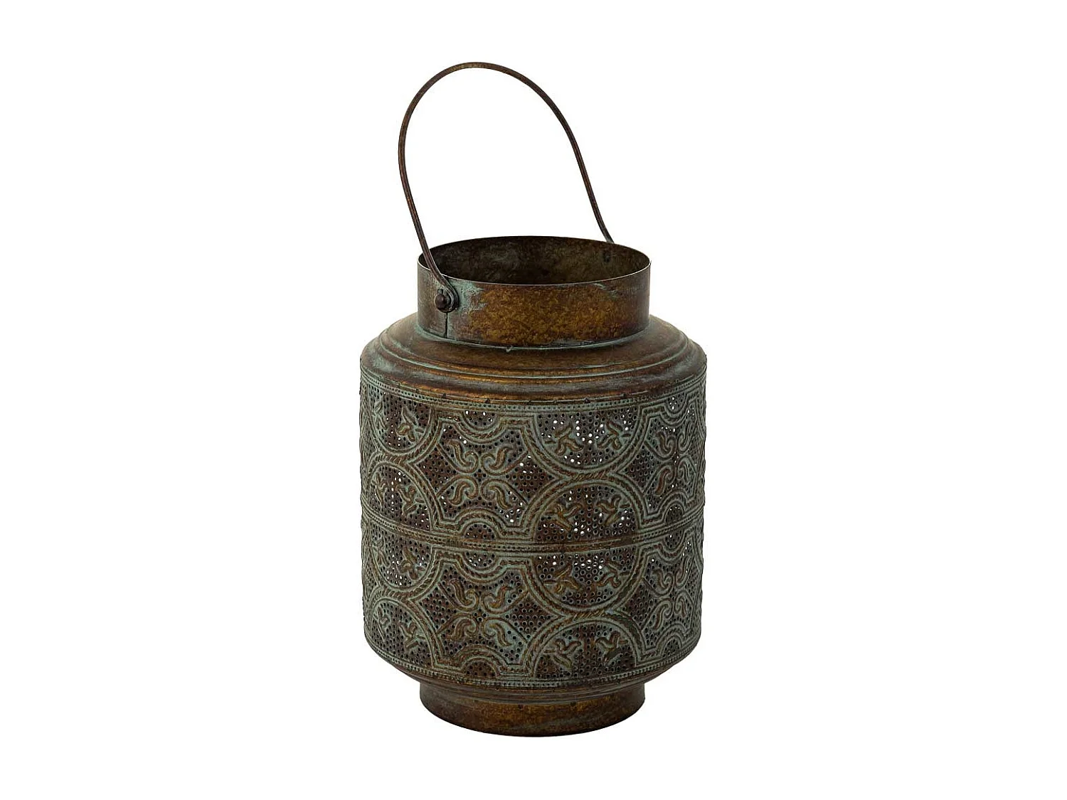 Castiçal de metal marrom 19,5x19,5x25,5