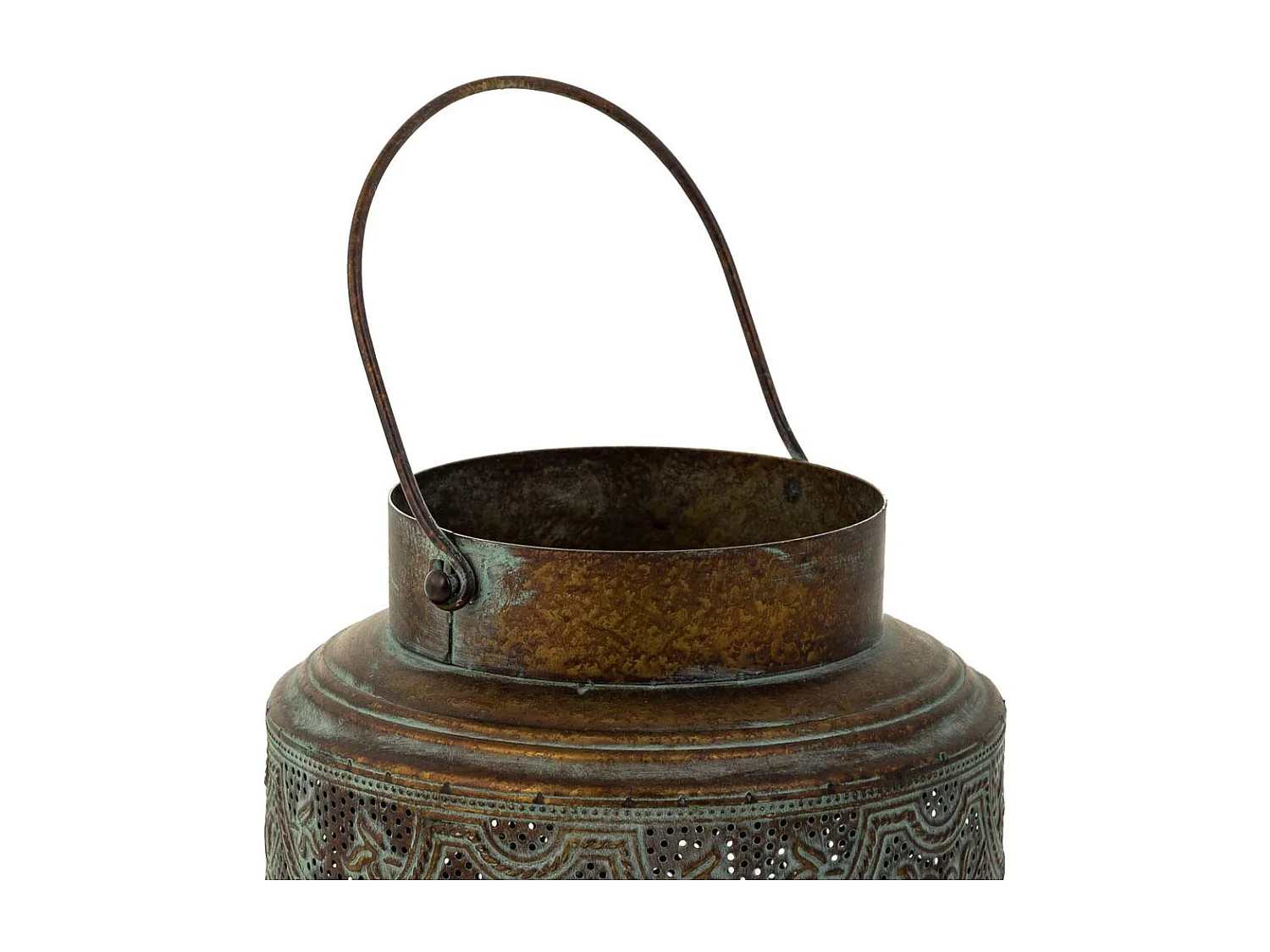 Castiçal de metal marrom 19,5x19,5x25,5