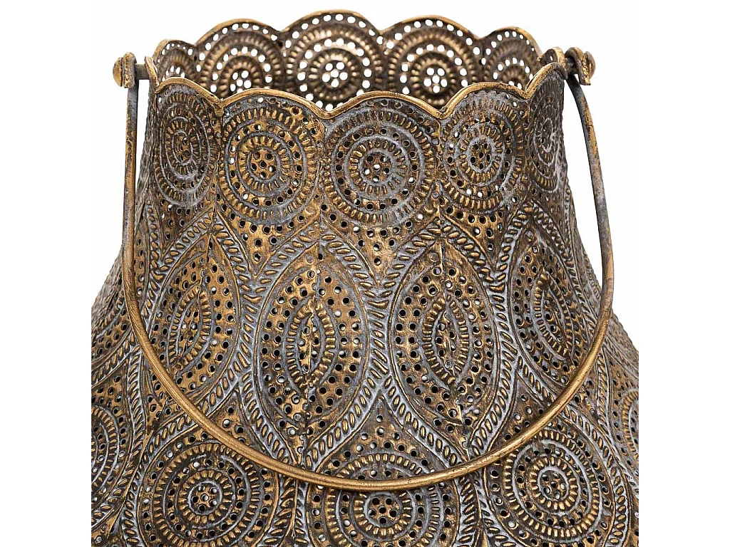 Castiçal de metal marrom 25,5x25,5x28