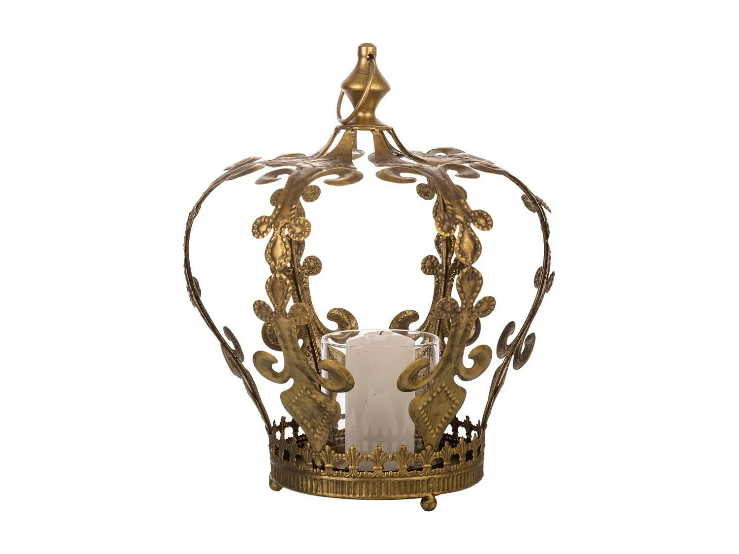 Castiçal em metal dourado 26,5x26,5x33,5