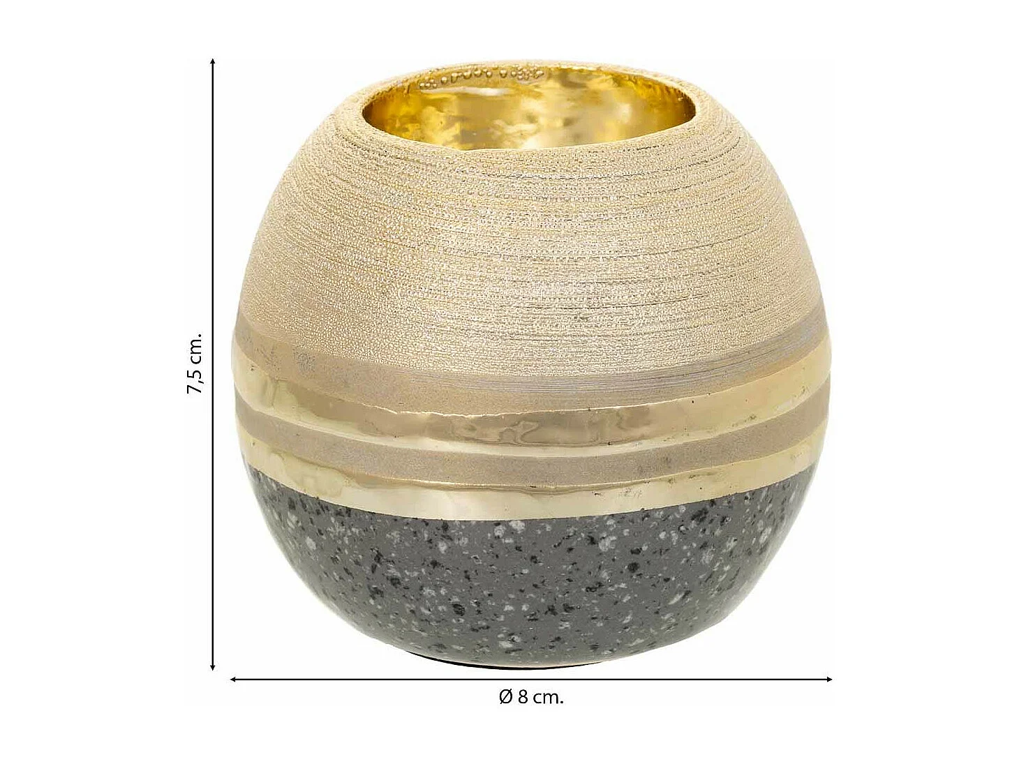 Goldener Keramikkerzenhalter 8x8x7,5h cm