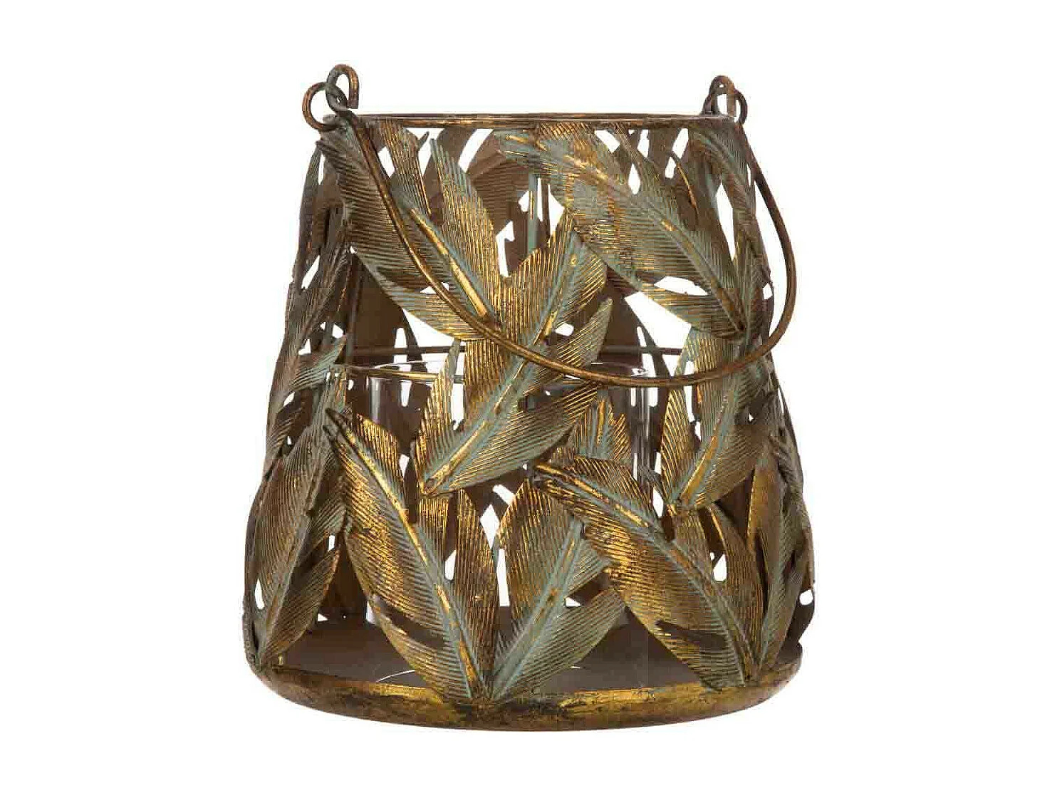 Castiçal em metal dourado 17,5x17,5x19