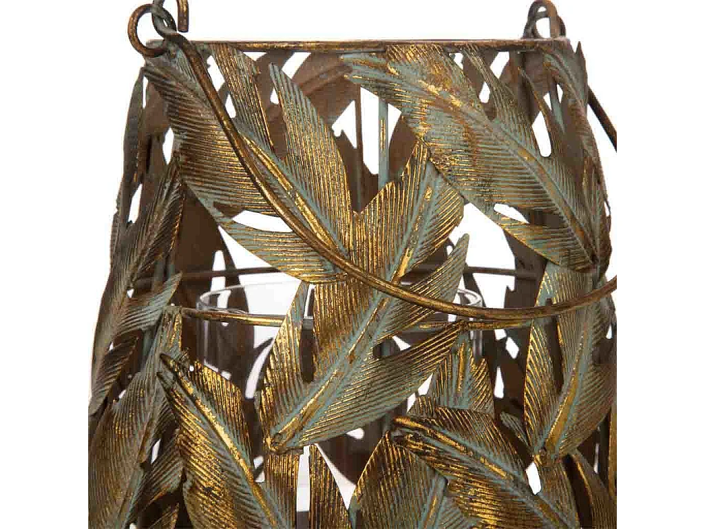 Castiçal em metal dourado 17,5x17,5x19