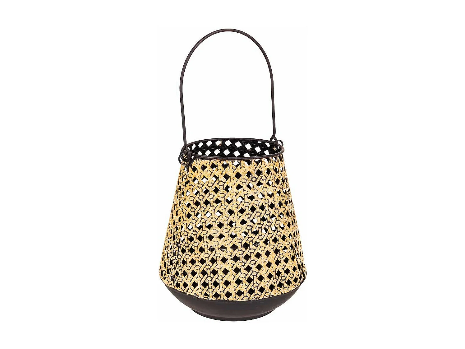 Castiçal em metal dourado 17,5x17,5x19