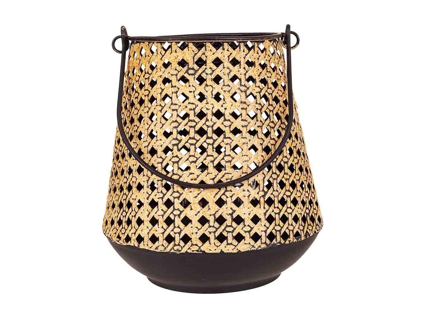 Castiçal em metal dourado 17,5x17,5x19