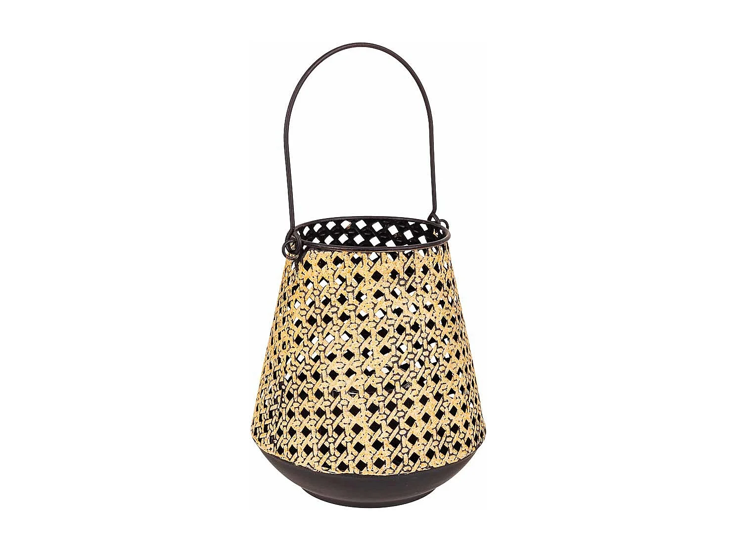 Castiçal em metal dourado 17,5x17,5x19