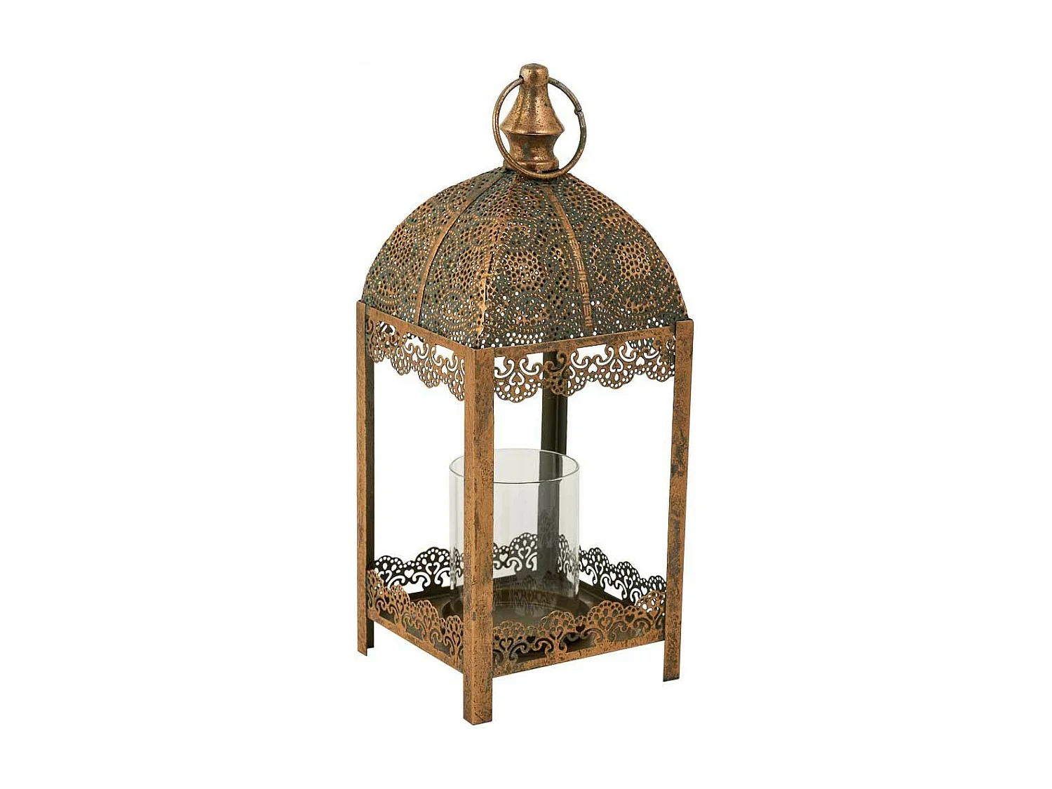 Castiçal em metal dourado 14x14x36