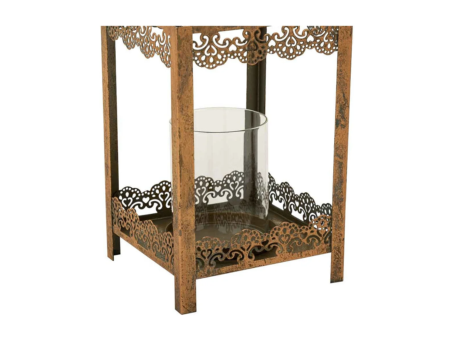 Castiçal em metal dourado 14x14x36