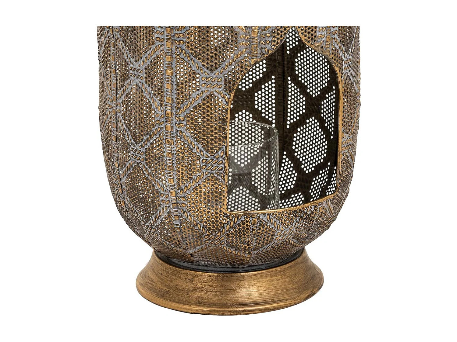 Castiçal de metal marrom 21,5x21,5x55