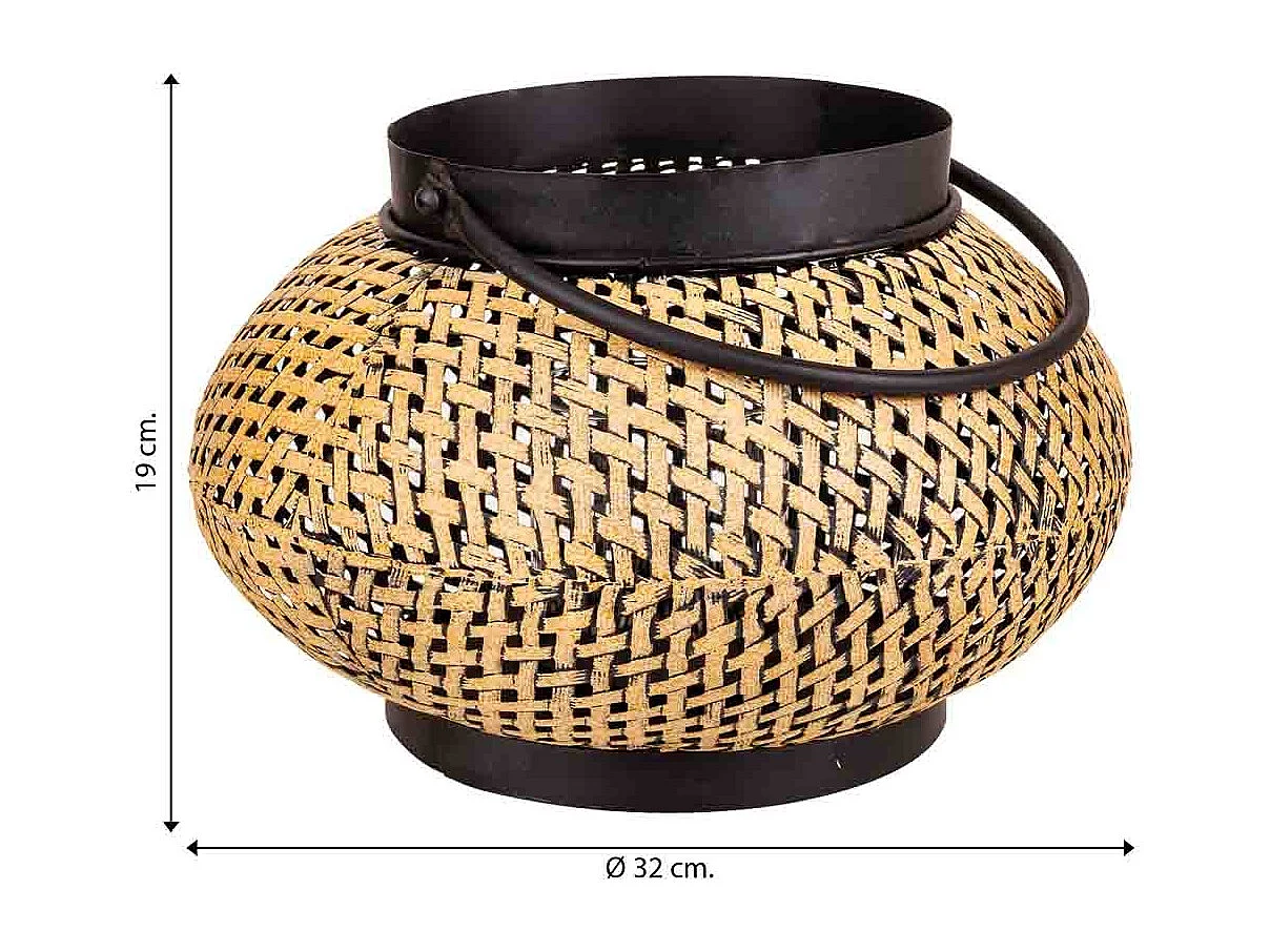 Castiçal em metal dourado 32x32x19